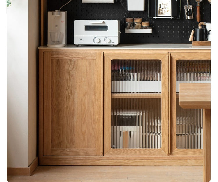 Oak solid wood rock board storage sideboard,