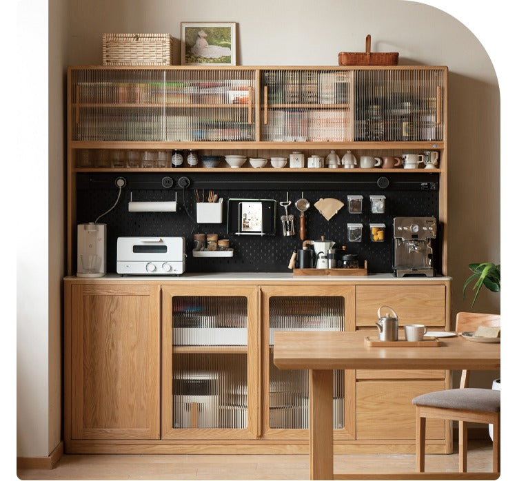 Oak solid wood rock board storage sideboard,