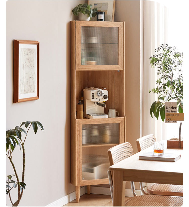 Oak solid wood corner storage cabinet,