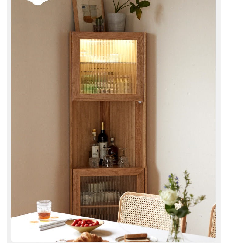 Oak solid wood corner storage cabinet,