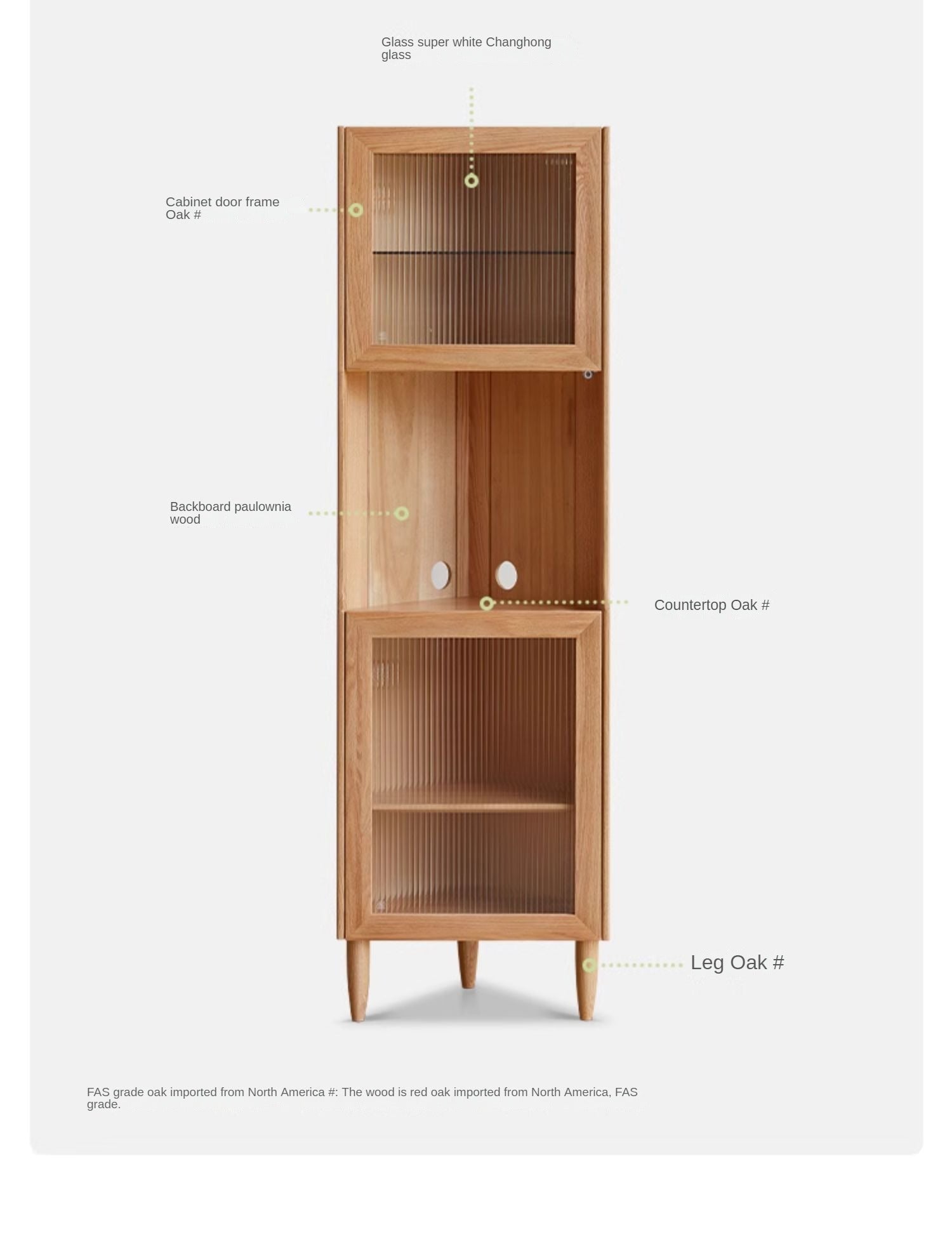 Oak solid wood corner storage cabinet,