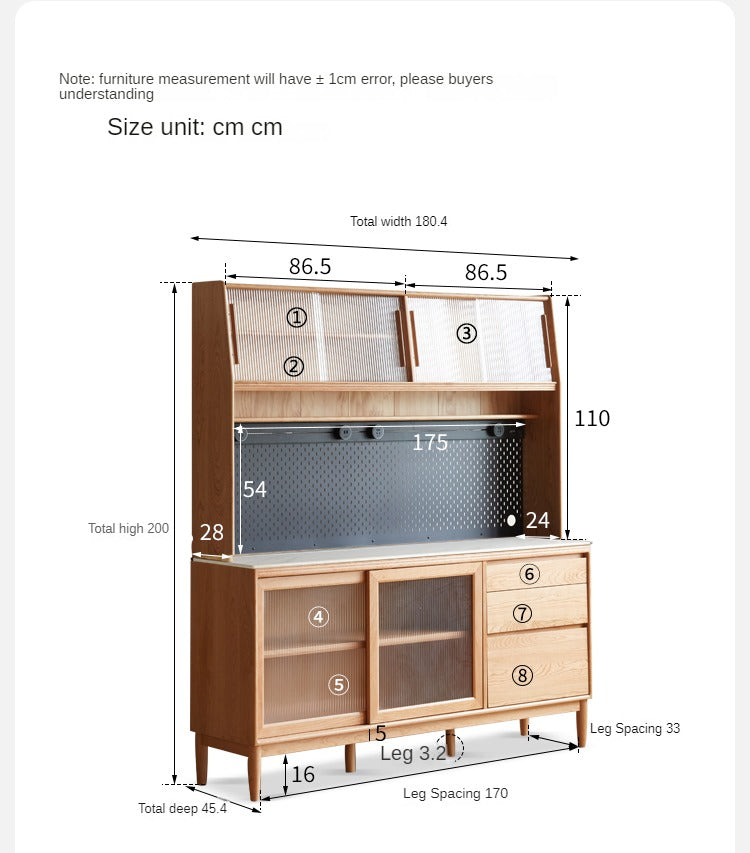 Oak Solid Wood Large Capacity Storage Sideboard,