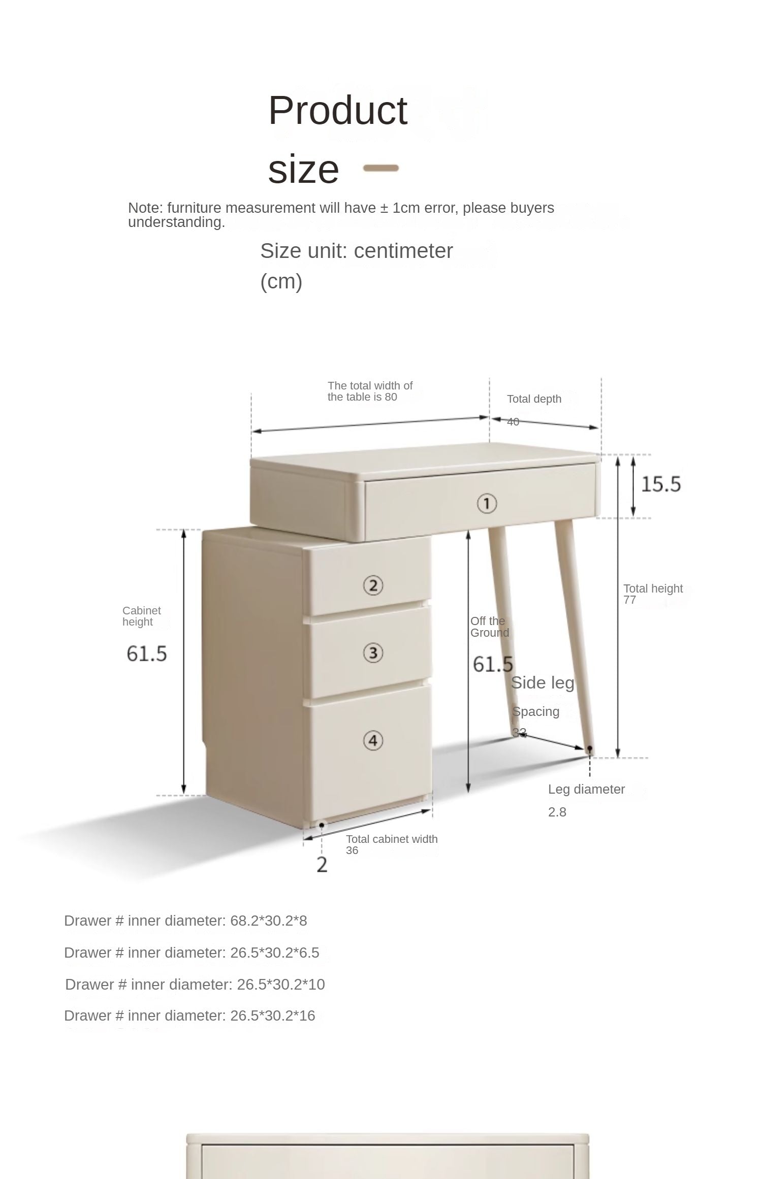 Poplar Solid Wood Cream Air Dressing Table