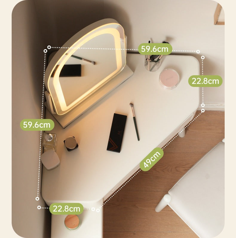 Poplar Solid Wood Corner White Dressing Table