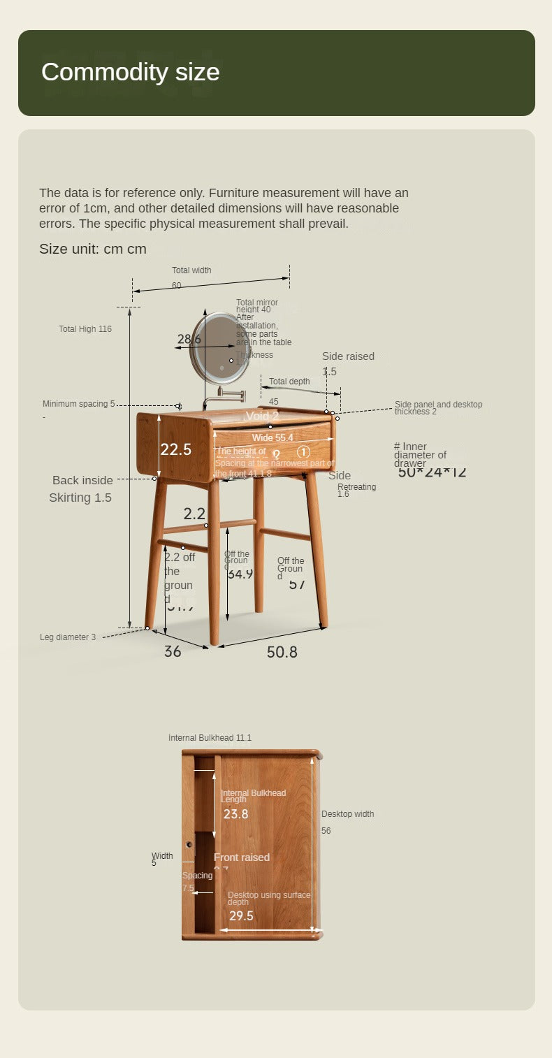 Cherry Solid Wood Small Dressing Table