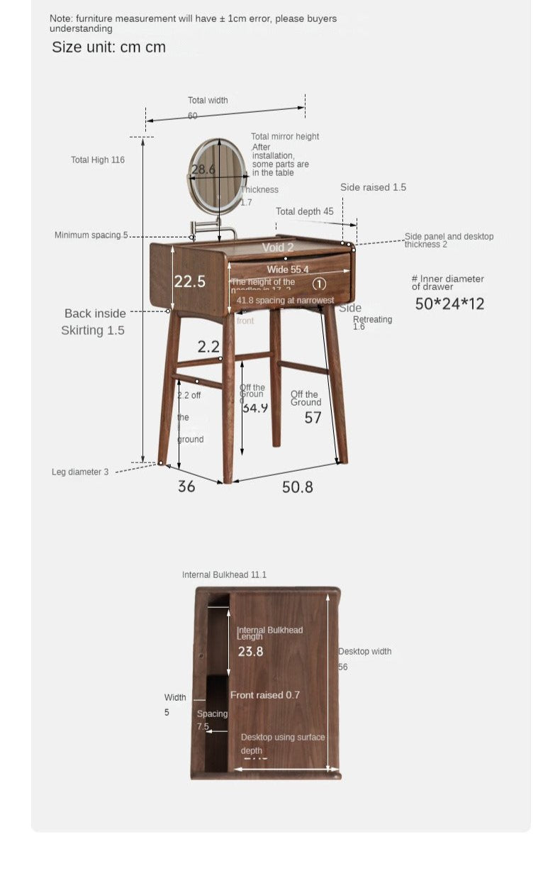 Black walnut Solid Wood Dressing Table