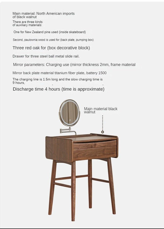 Black Walnut Solid Wood Vanity Table.