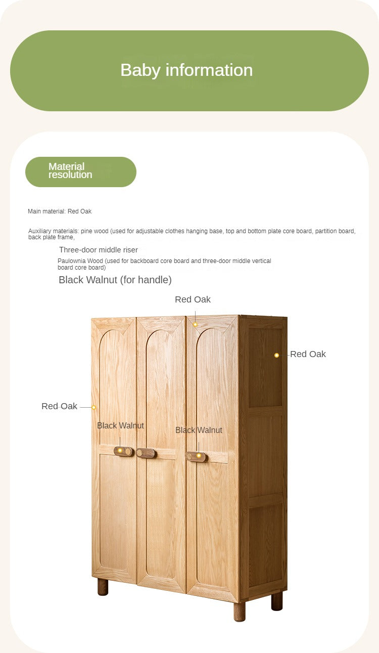 Oak Solid Wood Children's Wardrobe