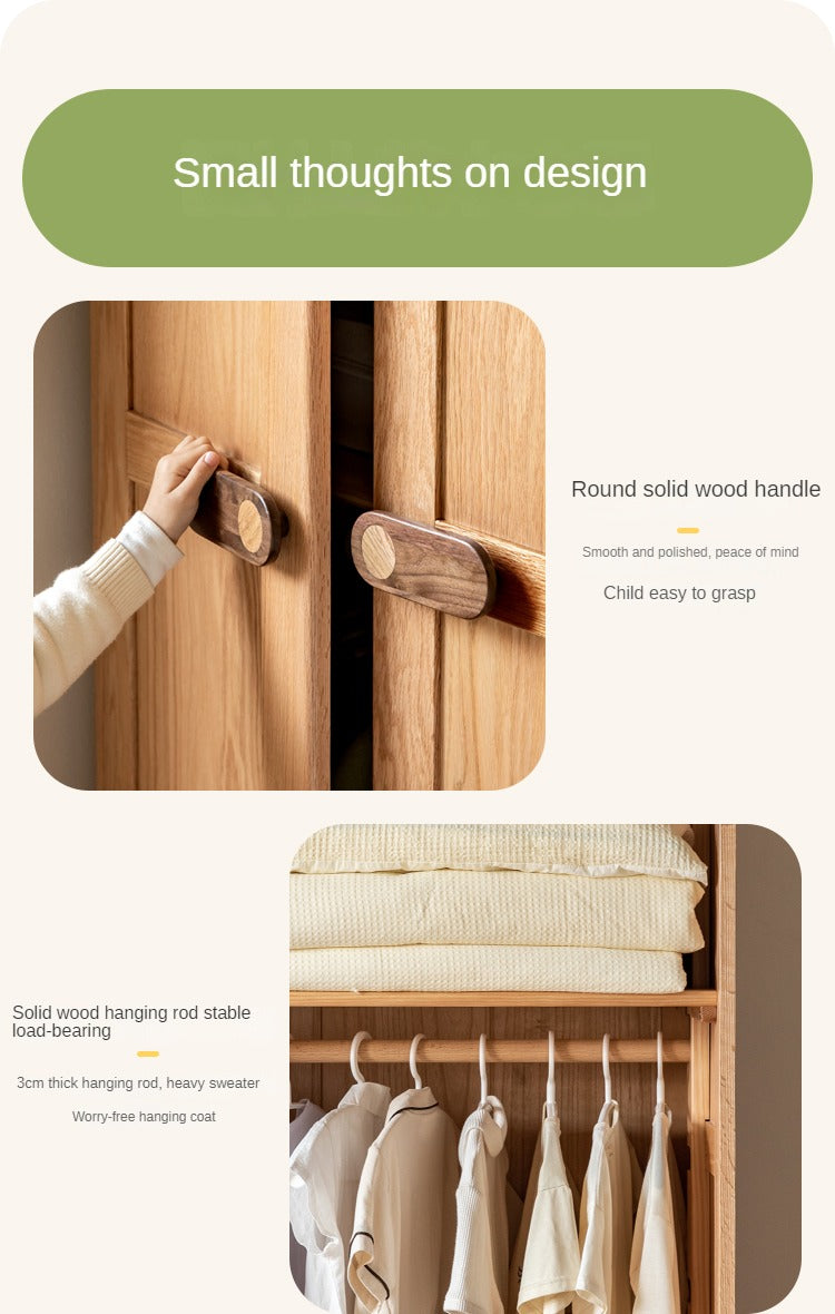 Oak Solid Wood Children's Wardrobe