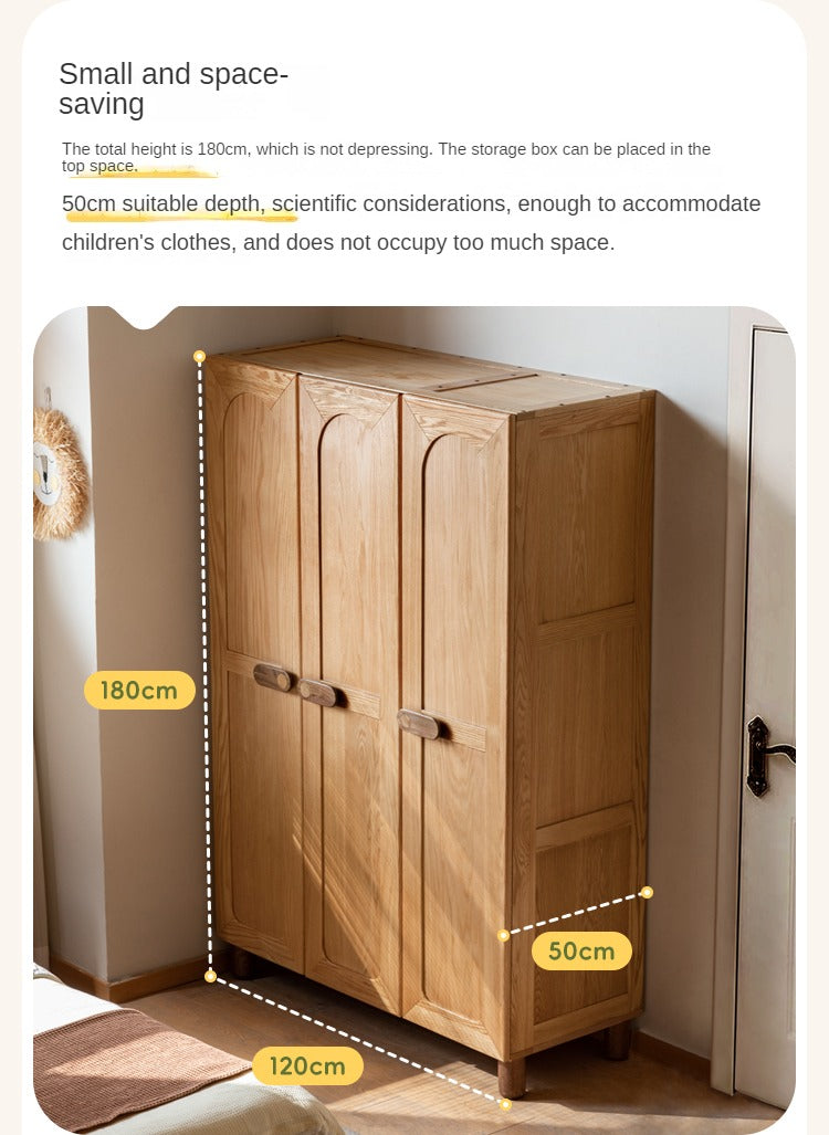 Oak Solid Wood Children's Wardrobe