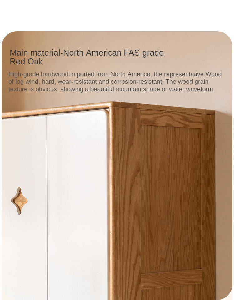 Oak Solid Wood Children's Sliding Door Wardrobe