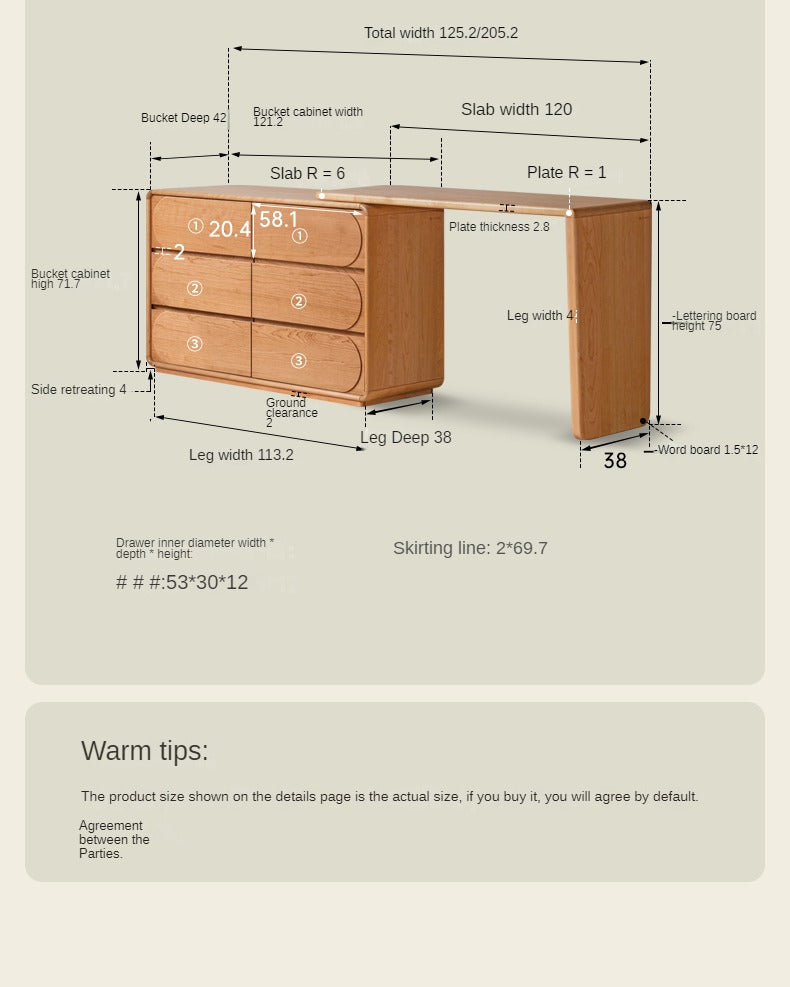 Cherry Solid Wood Retro Dressing Table