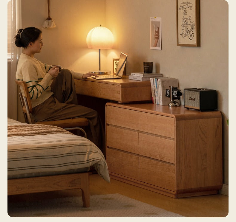 Cherry Solid Wood Retractable Dressing Table