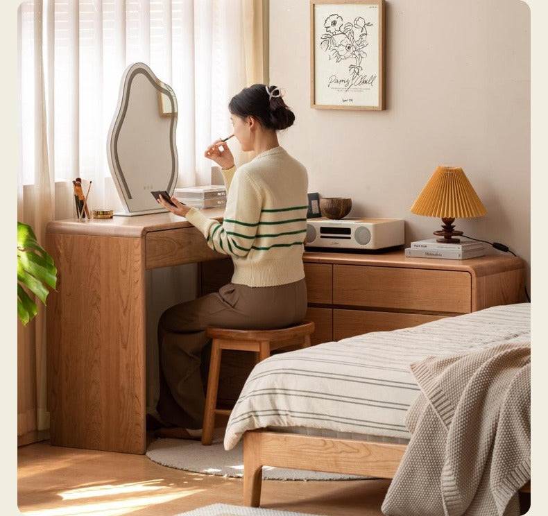 Cherry Solid Wood Retractable Dressing Table