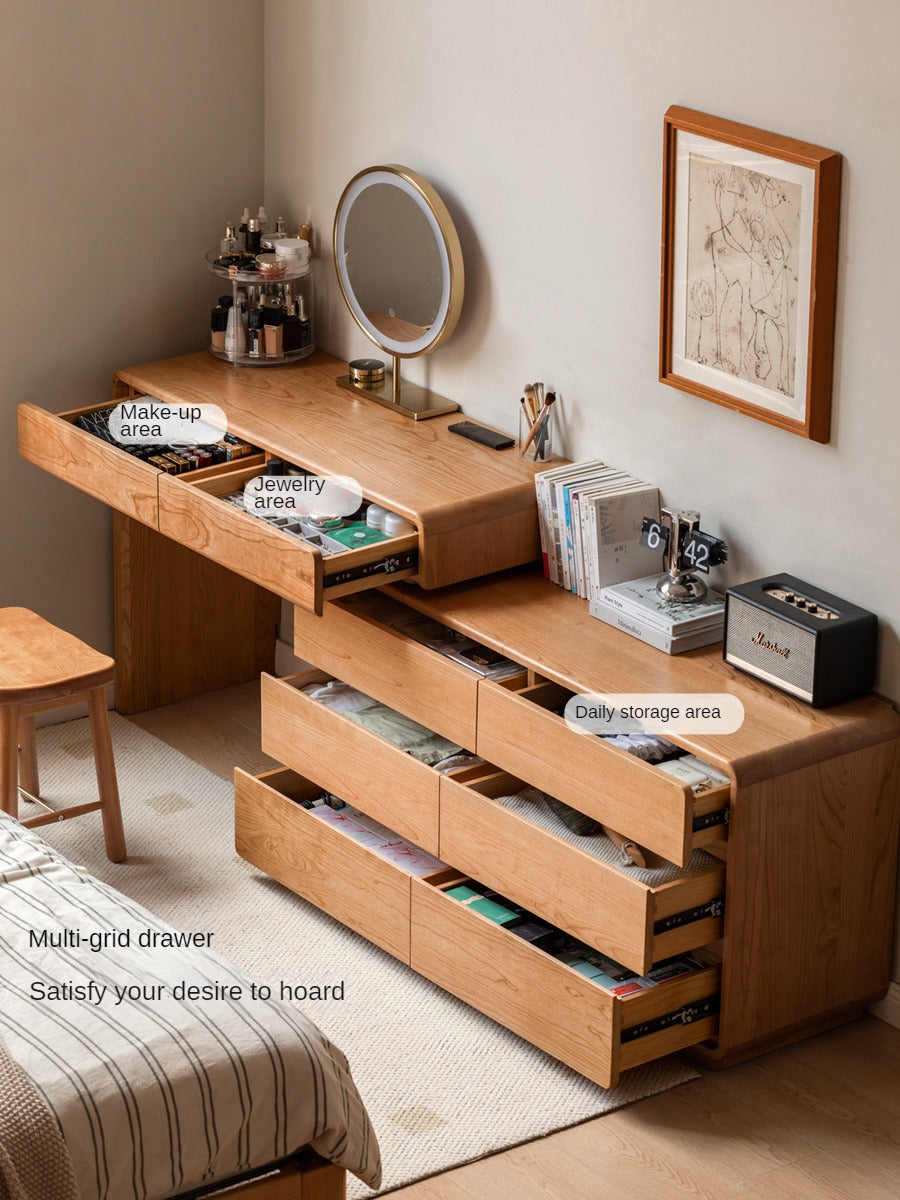 Cherry Solid Wood Retractable Dressing Table