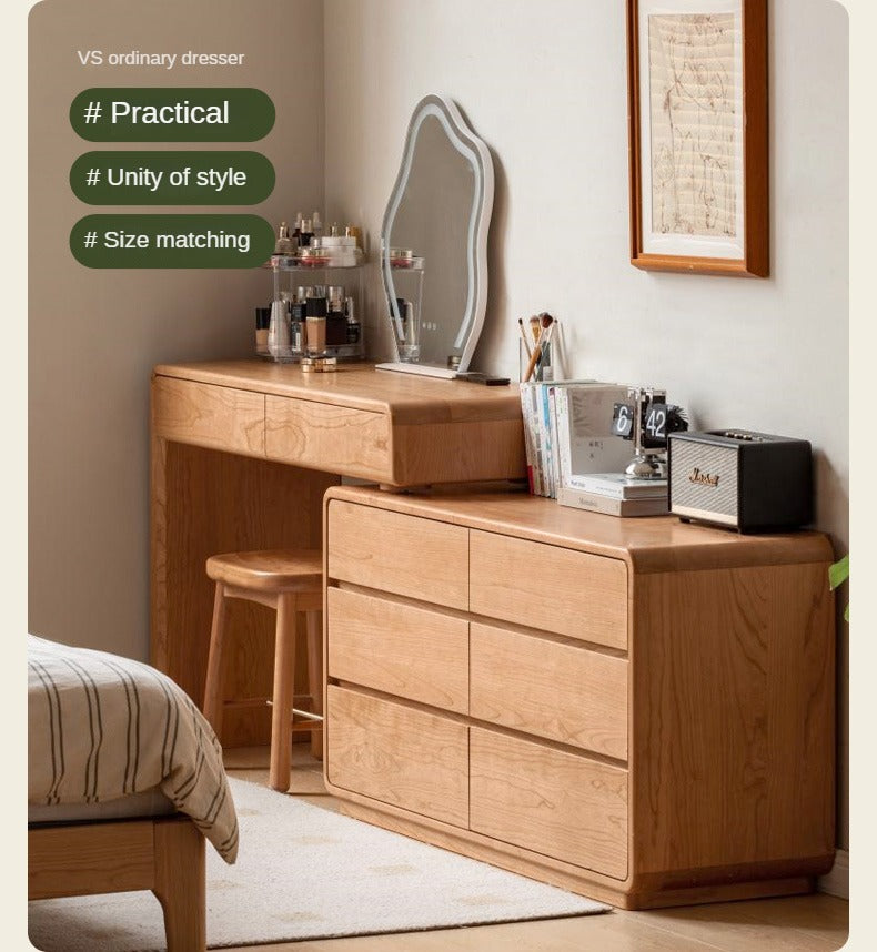 Cherry Solid Wood Retractable Dressing Table