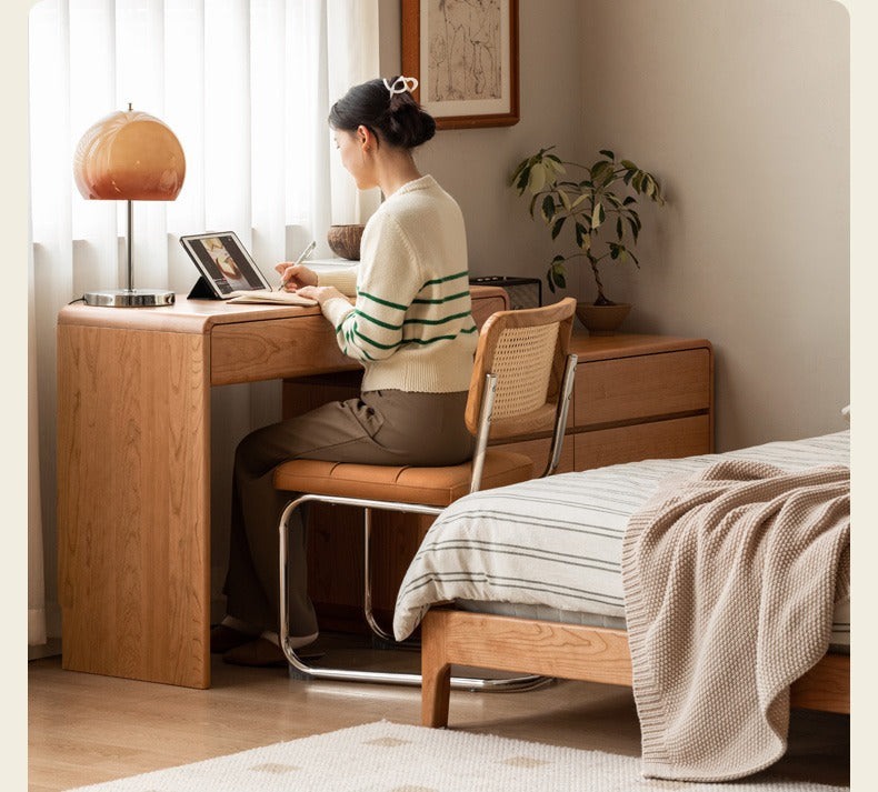 Cherry Solid Wood Retractable Dressing Table