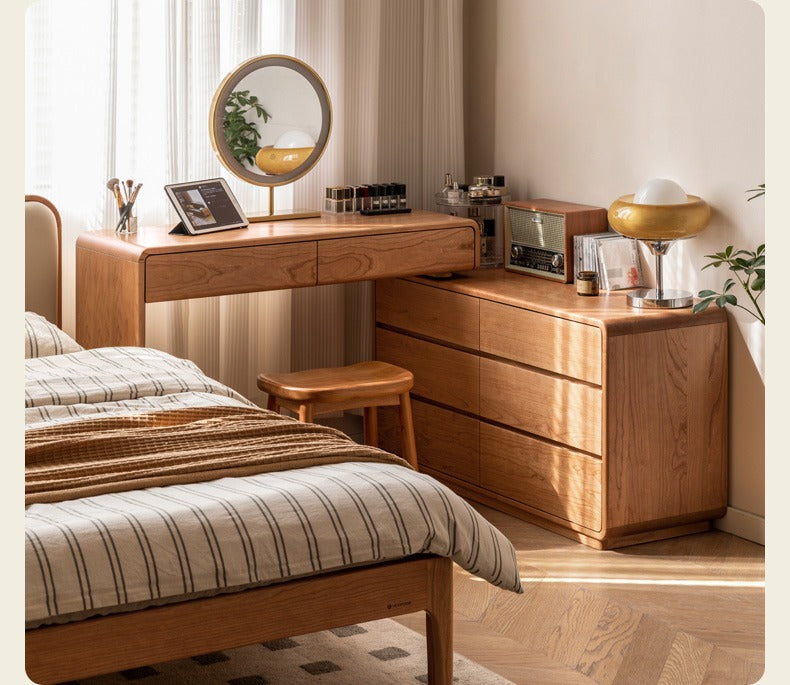 Cherry Solid Wood Retractable Dressing Table