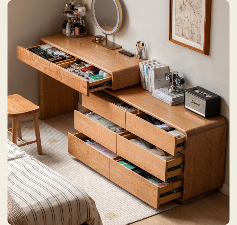 Cherry Solid Wood Retractable Dressing Table