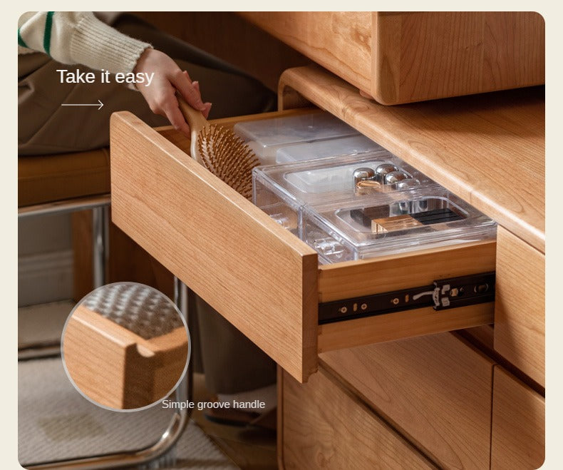 Cherry Solid Wood Retractable Dressing Table