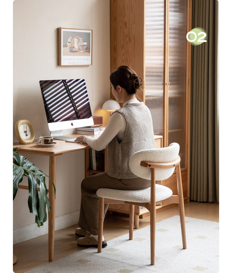 Oak Solid Wood  lamb velvet cloud cotton Dining Chair :