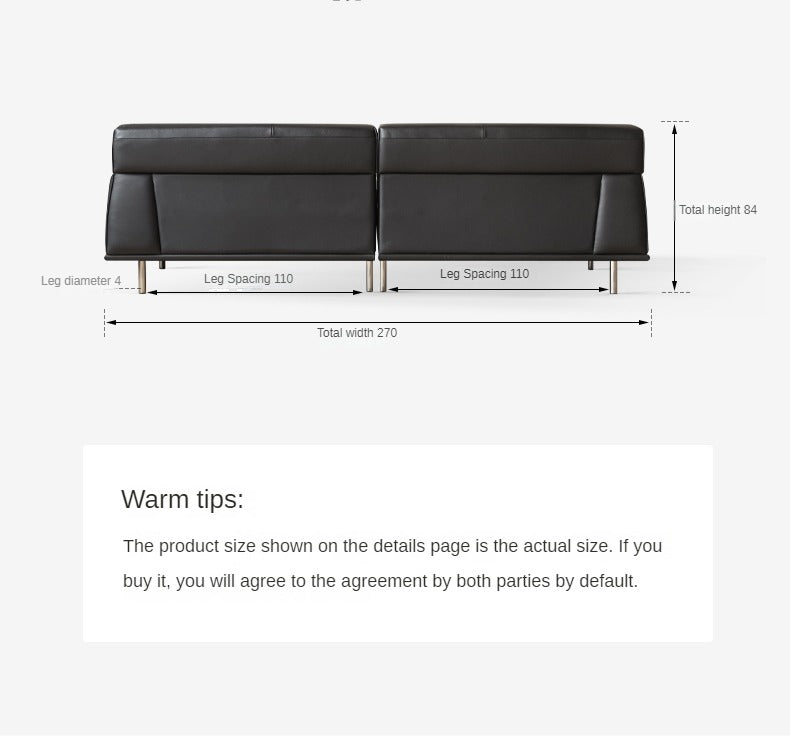 Leather sofa Italian minimalist black :