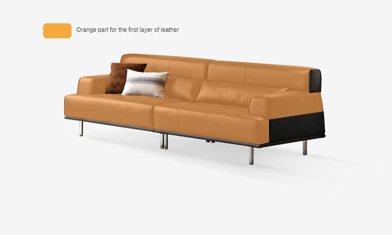 Leather sofa Italian minimalist black :