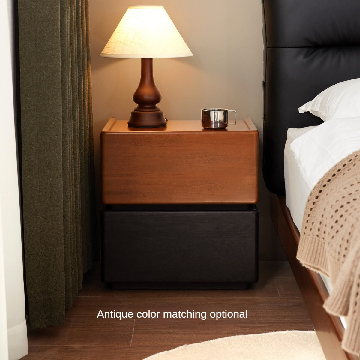 Black walnut, Oak solid wood bedside table,