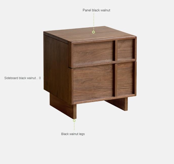 Black Walnut Solid Wood Storage Bedside Nightstand ,