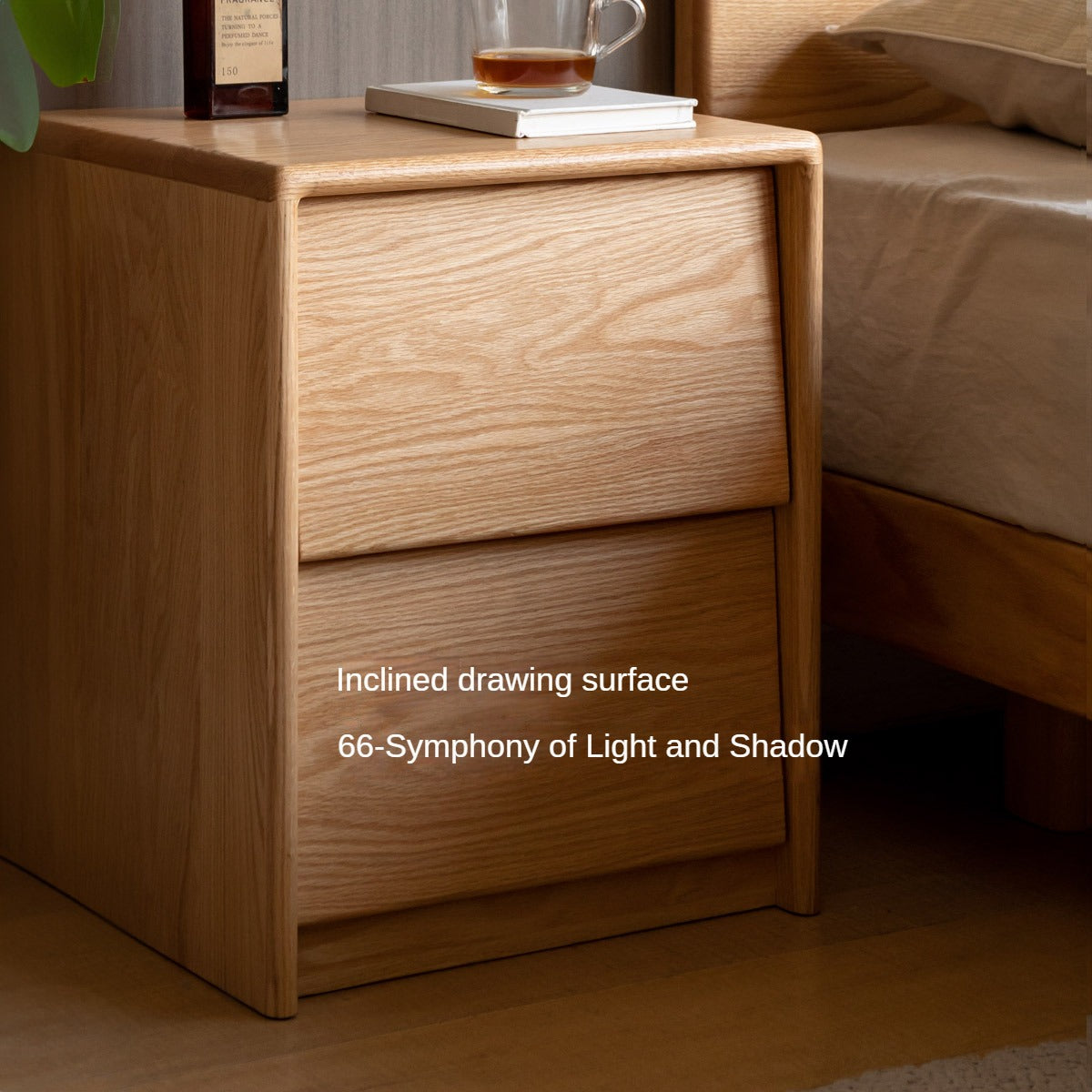 Oak, Ash Solid Wood Bedside Table,