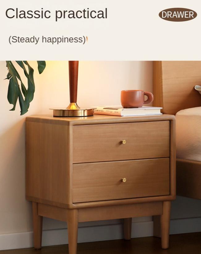 Poplar Solid Wood Bedside Table,