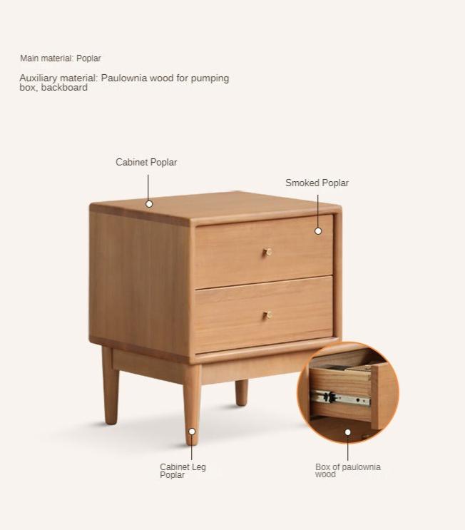 Poplar Solid Wood Bedside Table,