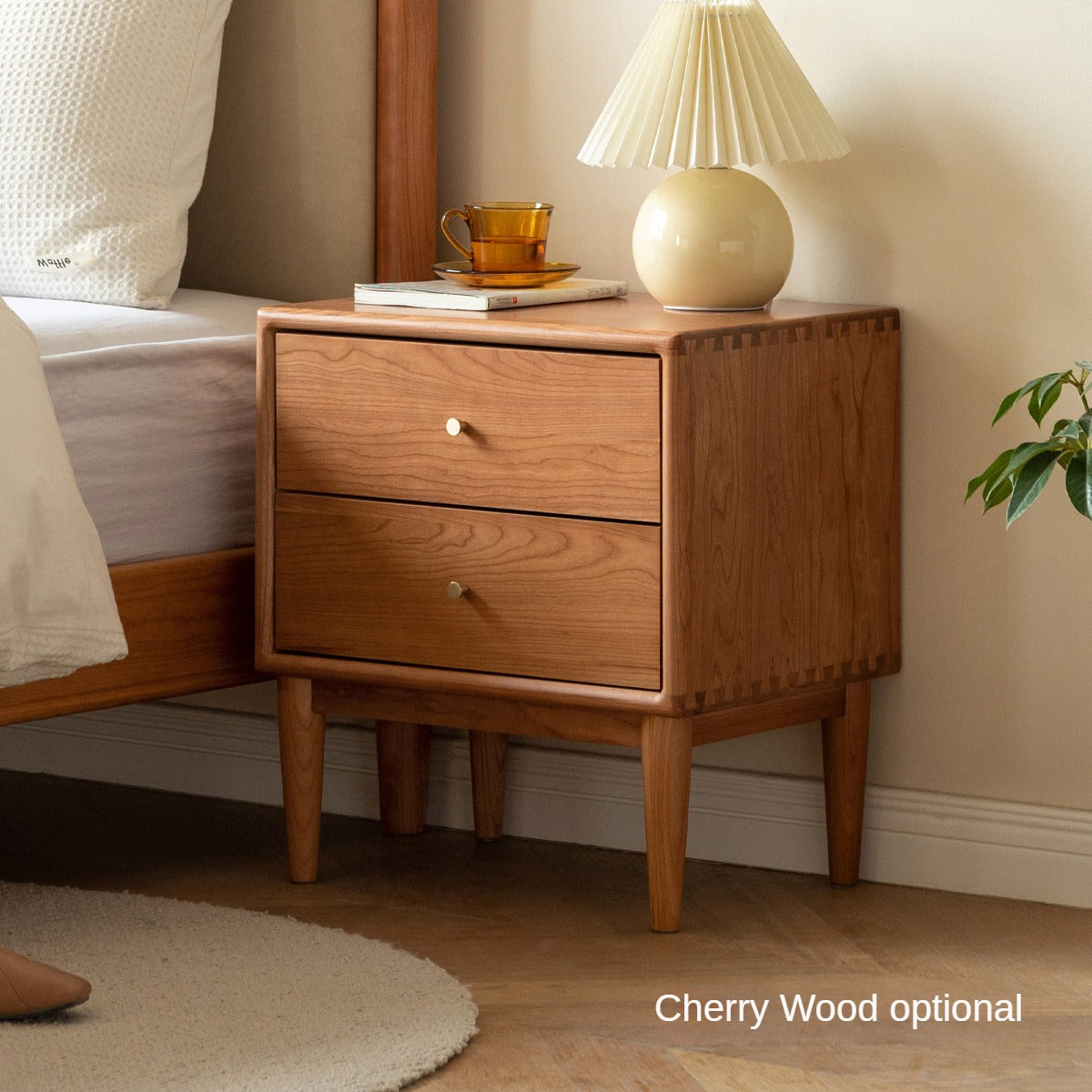 Poplar Solid Wood Bedside Table,