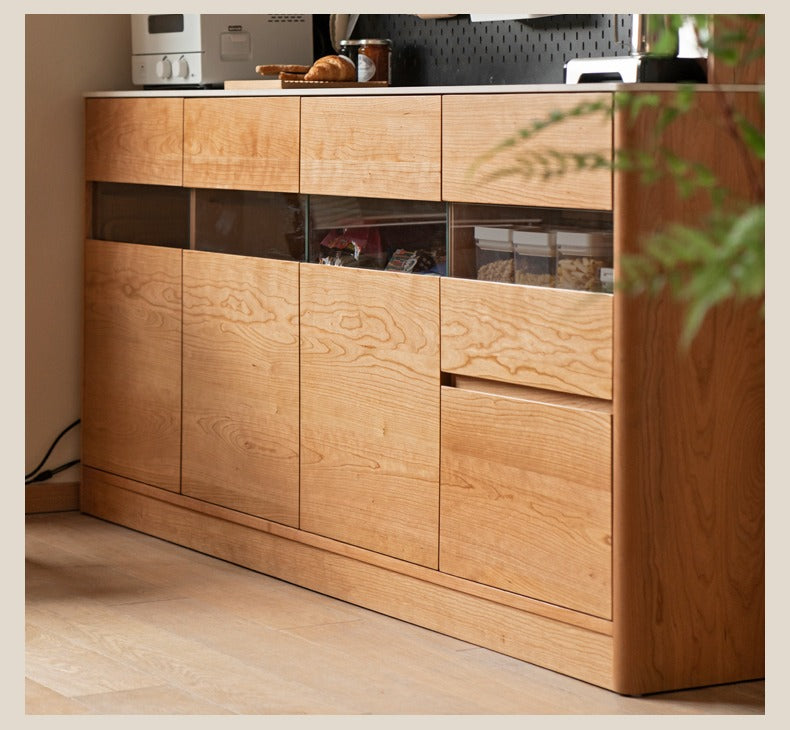 Cherry Solid Wood Large Capacity Storage Sideboard,