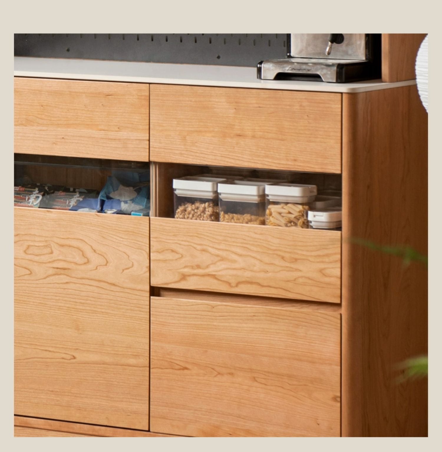 Cherry Solid Wood Large Capacity Storage Sideboard,