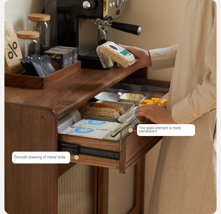 Black walnut solid wood modern simple dining sideboard,