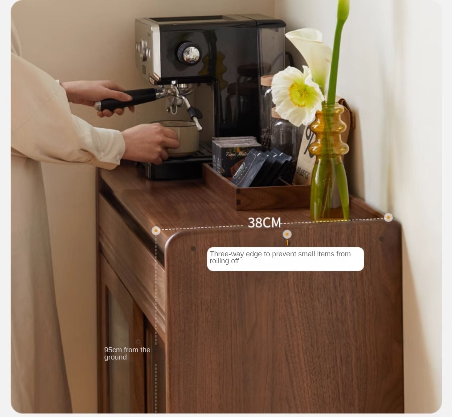 Black walnut solid wood modern simple dining sideboard,