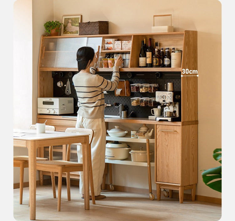 Oak solid wood ultra-thin multi-function dining sideboard integrated,