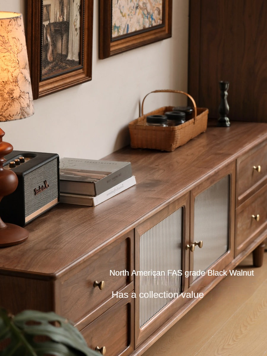 Black walnut solid wood American retro locker TV cabinet ,