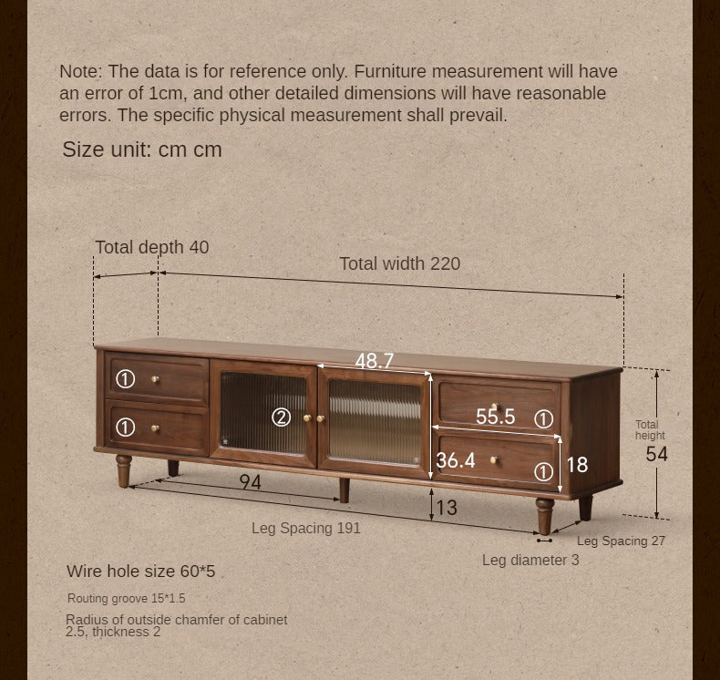 Black walnut solid wood American retro locker TV cabinet ,