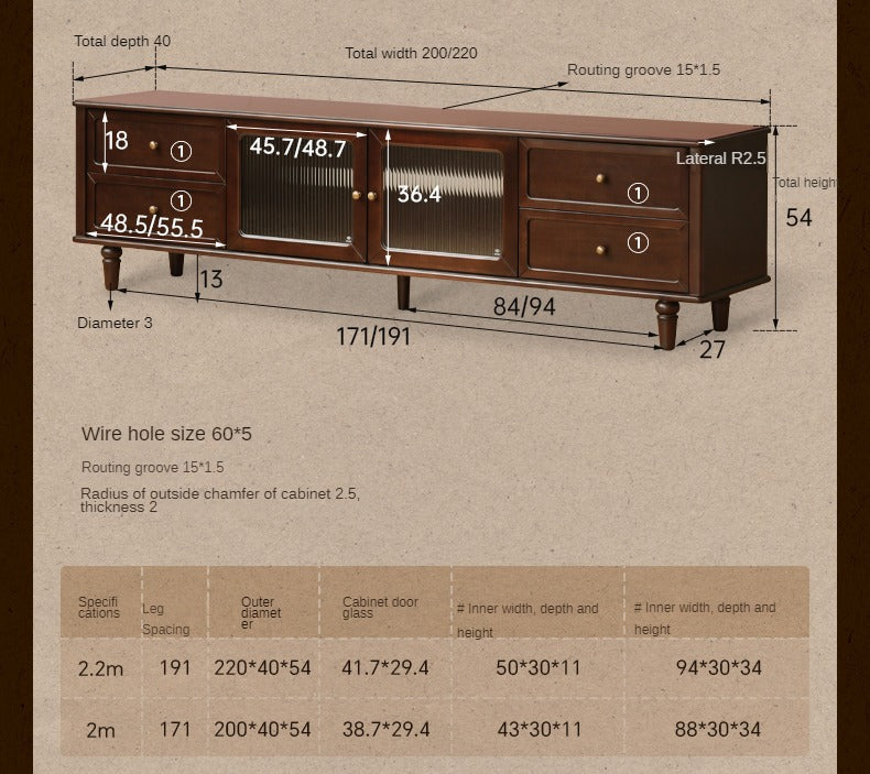 Poplar solid wood Vintage TV Cabinet,