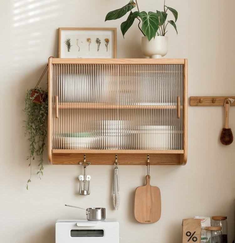 Oak Solid Wood Wall-mounted Sideboard,