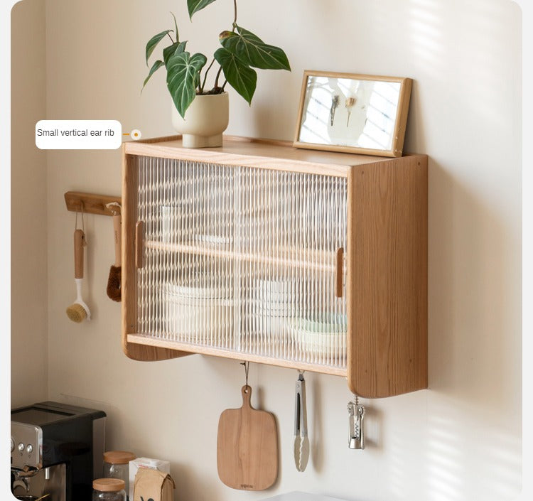 Oak Solid Wood Wall-mounted Sideboard,