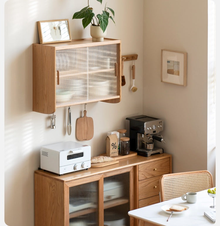 Oak Solid Wood Wall-mounted Sideboard,