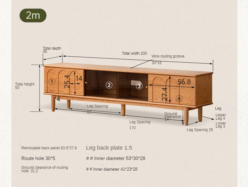 Cherry Solid Wood French Retro Style TV Cabinet,