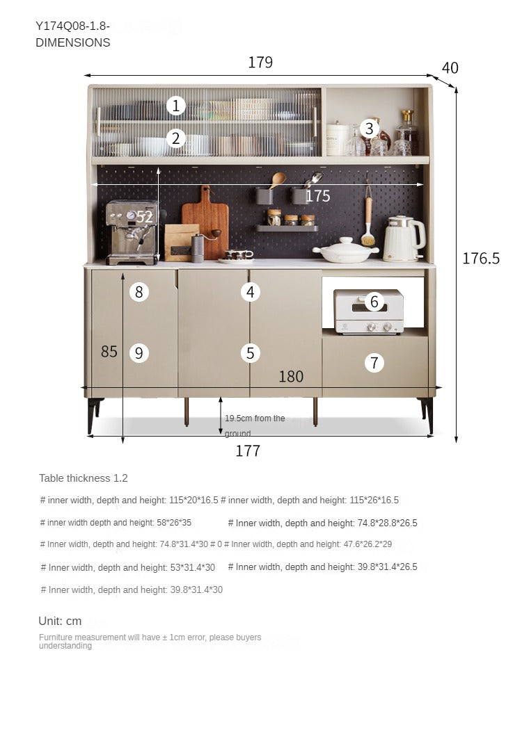 Poplar solid wood light luxury dining sideboard,