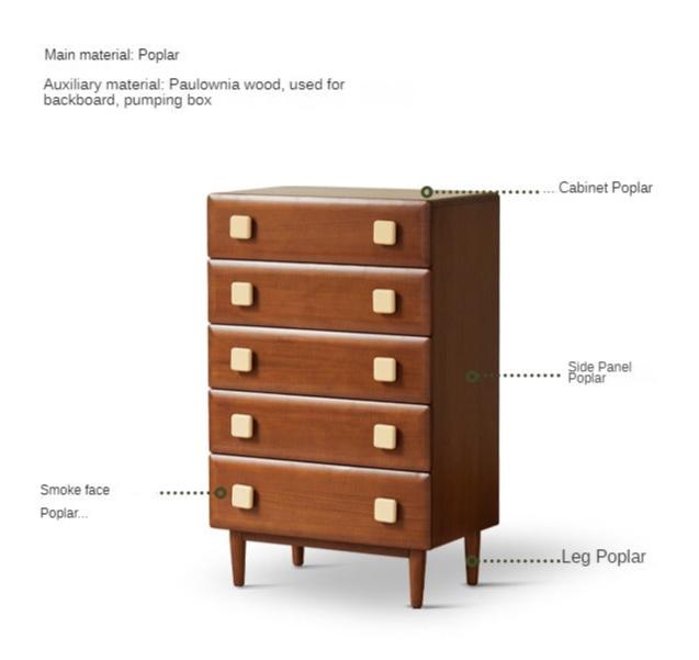 Poplar Solid Wood Retro Side Cabinet,