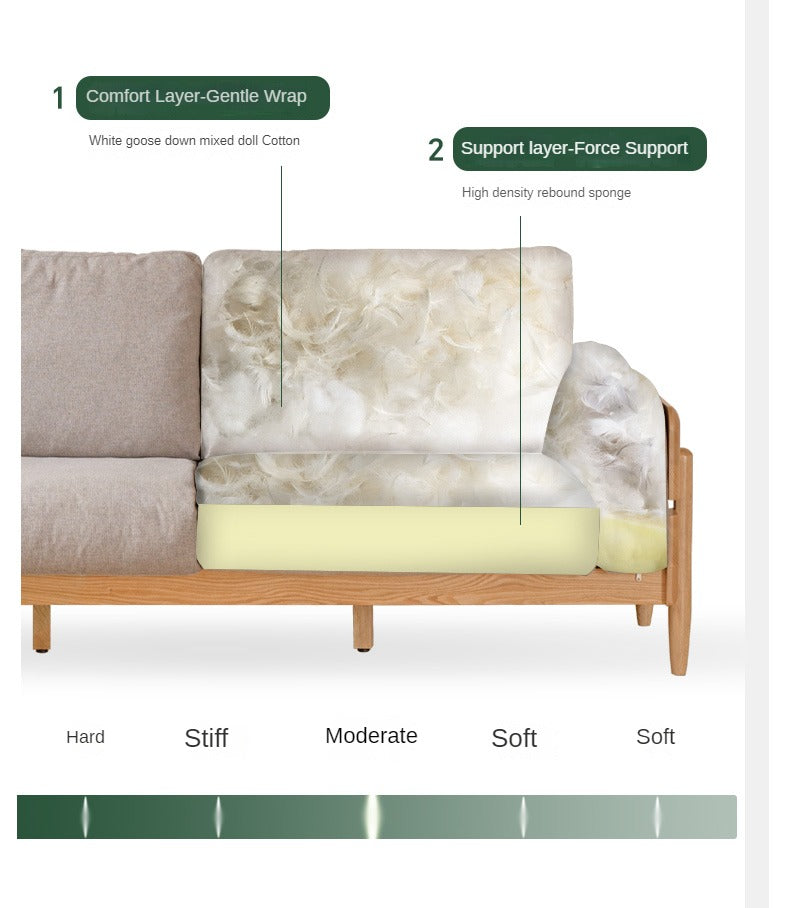 Oak solid wood sofa modern high back