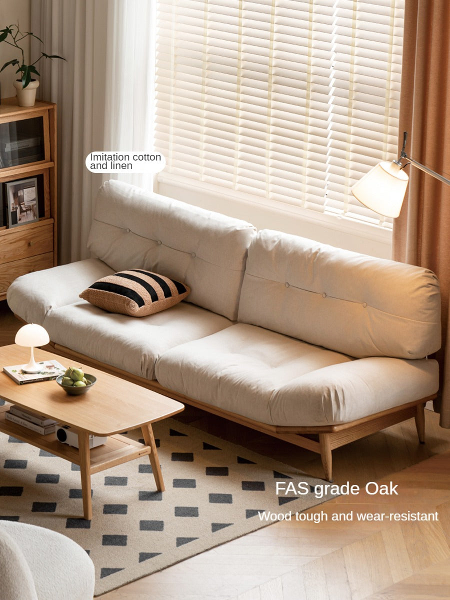 Oak solid wood lamb velvet technology cloth sofa