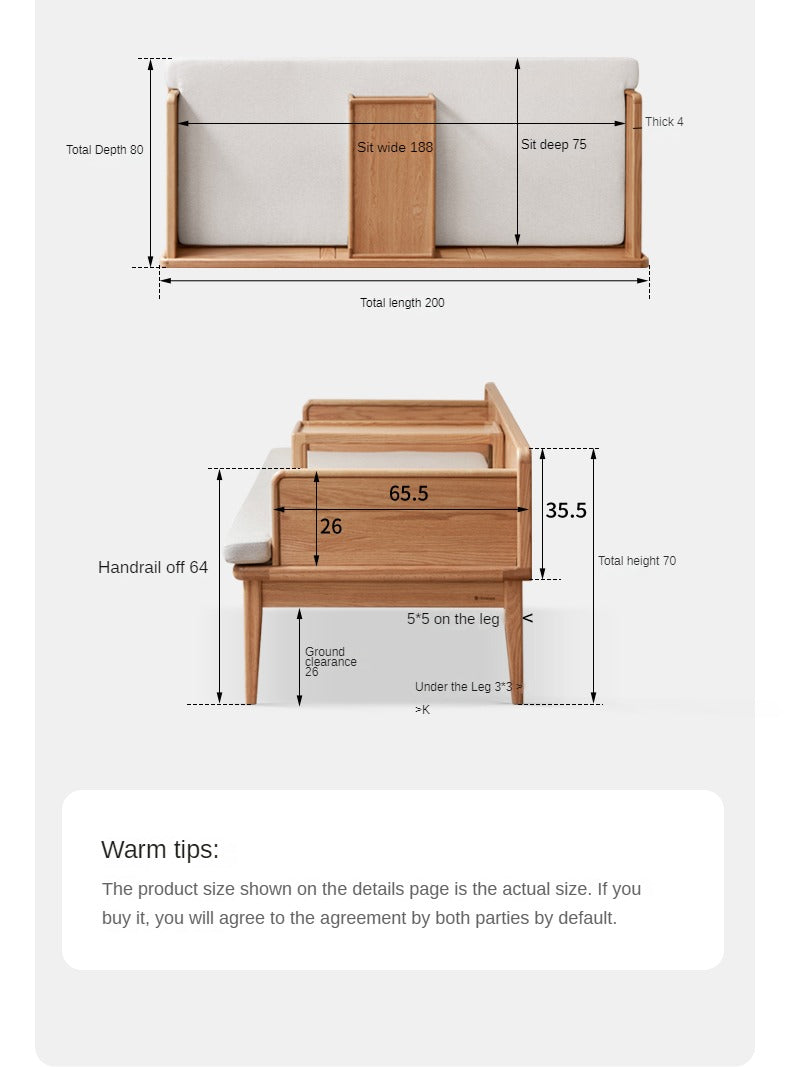 Oak solid wood sofa dual-purpose sofa bed